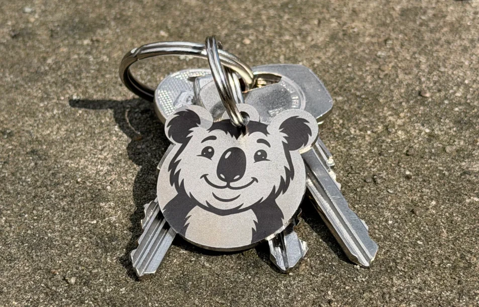 Nerezová klíčenka s vlastním textem - Koala - Vryto.cz
