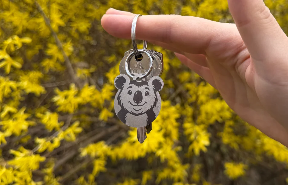 Nerezová klíčenka s vlastním textem - Koala - Vryto.cz