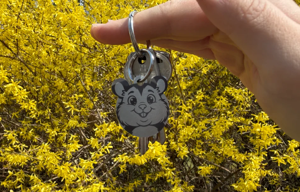 Nerezová klíčenka s vlastním textem - Křeček - Vryto.cz