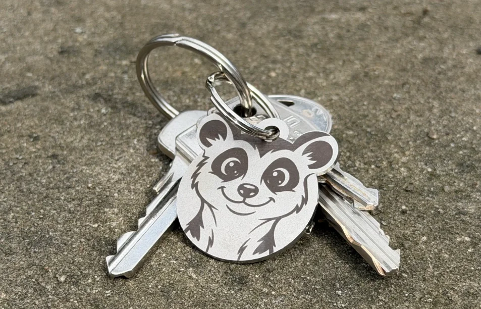 Nerezová klíčenka s vlastním textem - Surikata - Vryto.cz