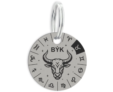 Nerezová klíčenka s vlastním textem – Býk - Vryto.cz